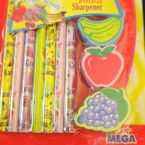 Roseart retro Fab Fruits pencil and eraser set kawaii NEW - Picture 7 of 7